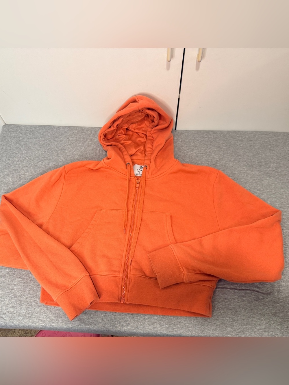 Zine Clothing Orange Plush Cropped Fleece Hoodie